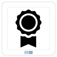 Award badge icon. Black and white icon of a ribbon symbol vector