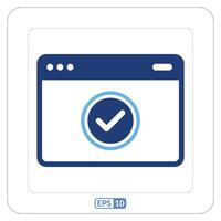 Digital passed icon. Blue icon of a check mark on a computer screen vector