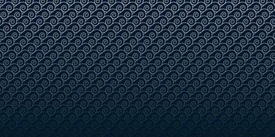 Seamless abstract wave background. Ornament in dark blue-green tones with gradient lines in the Japanese style. Monochrome linear retro pattern of sea waves. vector