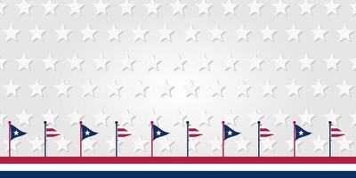 American national holiday background with US flag. design free copy space area. template for banner, greeting card, invitation, social media, web. vector