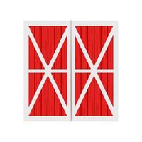 Red wooden warehouse door. Front view. Element of farm building construction vector