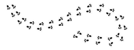 Bunny pawprints. Rabbit paw silhouettes stamps. Trace of wet or mud steps of running or walking hare vector