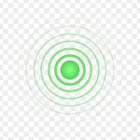 Green concentric point. Symbol of recovery, healing, target, painkilling. Round localization icon. Radar, sound or sonar wave sign vector