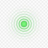 Green concentric point. Symbol of recovery, healing, target, painkilling. Round localization icon. Radar, sound or sonar wave sign vector