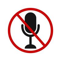 No record sign. Sound off symbol in online conference. Microphone icon crossed by red forbidden sign vector