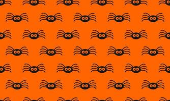 Cute little black spiders on orange background. Halloween party seamless pattern. Scrapbooking or wrapping paper, fabric design, textile print vector
