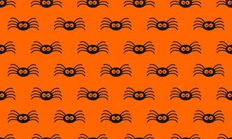 Cute little black spiders on orange background. Halloween party seamless pattern. Scrapbooking or wrapping paper, fabric design, textile print vector