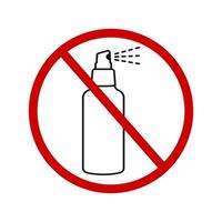 Anti graffiti concept. Stop vandalism icon. No perfume or ban pesticides symbol. Spray pictogram crossed by red prohibiden sign vector