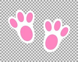 Bunny foot print. Cute pink and white rabbit paws. Design for Easter or New Year party celebration, greeting or invitation card vector