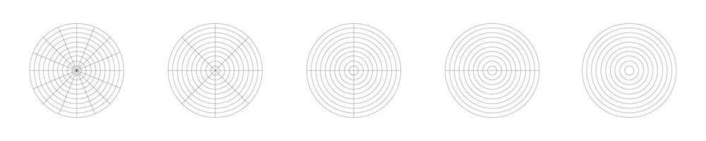 circulo diagramas dividido en segmentos gráfico con concéntrico círculos corte en igual partes. rueda de vida o hábitos rastreador modelo vector