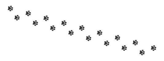 Wet or mud pawprints of dog, cat, bear, raccoon. Paw silhouettes stamps. Trace of steps of running or walking animals vector