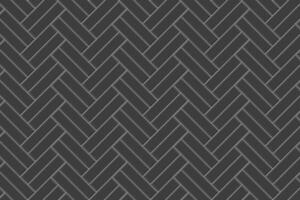 Black double herringbone tile seamless pattern. Stone or ceramic brick wall background. Kitchen backsplash, toilet or bathroom floor texture vector
