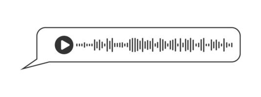 audio mensaje en habla burbuja marco. gráfico charla elemento con jugando sonido ola aislado en blanco antecedentes. en línea Mensajero, radio, podcast móvil aplicación interfaz vector