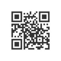 QR code icon. Fake template of quick responce matrix barcode in square grid. Mobile phone camera readable digital label vector