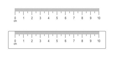 10 centimeters scale and ruler. Math or geometric tool for distance, height or length measurement with markup and numbers vector