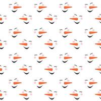 Funny laughing snowman faces seamless pattern. Cute Winter, Christmas or New Year scrapbooking or wrapping paper, fabric napkin or tablecloth design vector