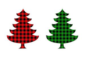 Christmas tree with buffalo pattern. New Year decoration element with checkered gingham texture vector