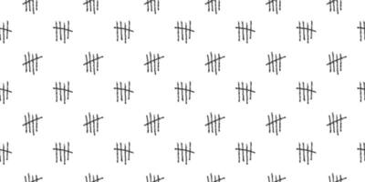 Charcoal tally marks seamless pattern. Repeating number 5 symbols background. Day counting signs on prison wall. Scrapbooking or wrapping paper, fabric, cloth design vector