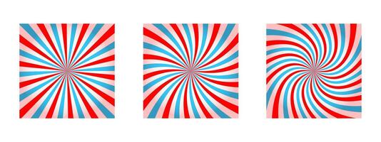 Pink and blue radial stripes with twisted effect. Pinwheel pattern. Circus, carnival or masquerade background. Bubble gum, sweet lollipop candy, ice cream texture vector