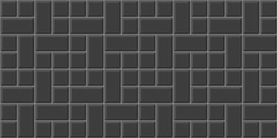 Black pinwheel tile seamless pattern. Kitchen backsplash layout. Shower, toilet or bathroom floor texture. Stone or ceramic brick wall background. Pavement mosaic surface vector