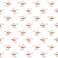 Funny snowman faces with closed eyes seamless pattern. Winter, Christmas or New Year scrapbooking or wrapping paper print. Textile napkin, bedcloth or tablecloth design vector