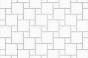 White tile hopscotch background. Stone or ceramic brick wall pattern. Kitchen backsplash mosaic surface. Bathroom, shower or toilet floor decoration. Pavement texture vector