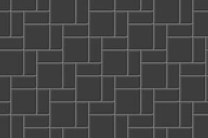 Black brickweave tile background. Stone or ceramic brick wall. Kitchen backsplash texture. Shower, bathroom or toilet floor mosaic decoration. Sidewalk surface vector