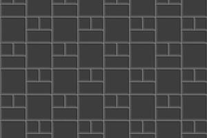 Black tile mosaic background. Kitchen backsplash surface. Bathroom, shower or toilet floor decoration. Pavement texture. Stone or ceramic brick wall seamless pattern vector
