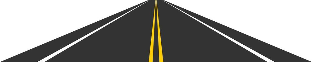 Perspective view of road going far away. Empty highway with marking stretching into distance. Travelling, trip, forward movement, future concept vector