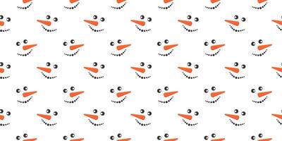 Funny smiling snowman faces seamless pattern. Winter, Christmas or New Year scrapbooking or wrapping paper, fabric, napkin, tablecloth design vector