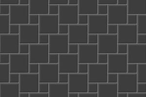 Black hopscotch tile seamless pattern. Stone or ceramic brick wall background. Kitchen backsplash mosaic texture. Bathroom, shower or toilet floor. Pavement texture vector