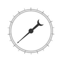 Round measuring scale of chronometer, barometer, compass, speedometer, manometer with arrow. 360 degree tool template vector
