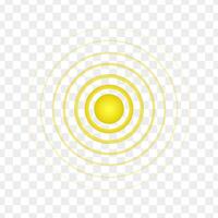 Yellow point with concentric circles. Symbol of aim, target, pain, healing, hurt, painkilling. Round localization icon. Radar, sound or sonar wave sign vector