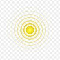 Yellow point with concentric circles. Symbol of aim, target, pain, healing, hurt, painkilling. Round localization icon. Radar, sound or sonar wave sign vector