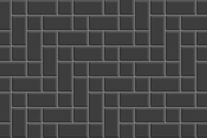 Black herringbone inserted tile texture. Sidewalk surface. Brick wall background. Kitchen backsplash mosaic layout. Bathroom, shower or toilet floor decoration vector