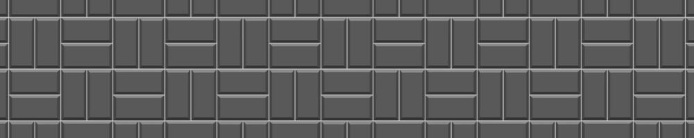 Black basket weave tile texture. Stone or ceramic brick wall seamless pattern. Kitchen backsplash, shower or bathroom floor decoration. Outdoor or indoor mosaic background vector