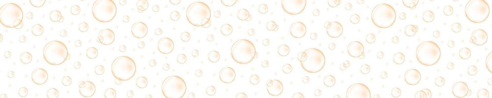 Golden bubbles of champagne, prosecco, seltzer, lemonade, cola, soda, sparkling wine. Carbonated drink texture. Fizzing water background vector