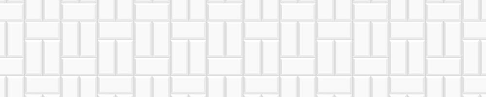 White basketweave tile seamless pattern. Kitchen backsplash wall. Bathroom or toilet floor texture. Stone or ceramic brick background. Facade or interior mosaic decoration vector