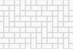 White herringbone inserted tile texture. Stone or ceramic brick wall background. Kitchen backsplash mosaic layout. Bathroom, shower or toilet floor decoration vector