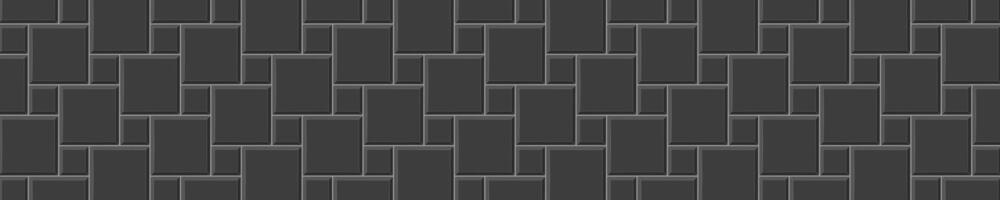 Black tile hopscotch layout. Stone or ceramic brick wall background. Kitchen backsplash mosaic texture. Bathroom, shower or toilet floor decoration. Causeway texture vector