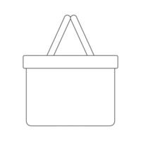 Picnic basket outline icon. Hand made wicker willow hamper with two handles vector