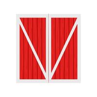 Red wooden barn door. Front view. Element of farm warehouse building vector