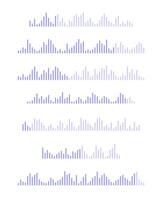 Sound wave icons. Voice message signs. Audio file pictograms. Record, pulse or voicemail symbols. Elements of online messenger, stream, radio, podcast mobile app interface vector