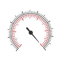 Round measuring scale with two graphic charts and arrow. Template of manometer, level or pressure meter, barometer, compass tool interface vector