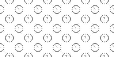 Clock icons with 5 minutes to twelve time interval seamless pattern. Countdown timer or stopwatch symbol background. Waiting midnight, New Year night print design vector