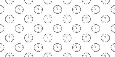Clock icons with 5 minutes to twelve time interval seamless pattern. Countdown timer or stopwatch symbol background. Waiting midnight, New Year night print design vector
