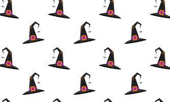 Black witch hats seamless pattern. Halloween party background. Fabric design, paper print vector