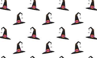 Black witch hats seamless pattern. Halloween party background. Fabric design, paper print vector