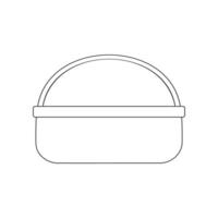 Empty wicker picnic basket icon. Hand made woven willow hamper vector