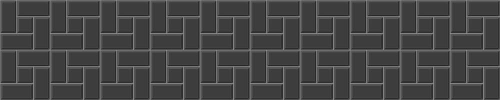 Black pinwheel tile horizontal seamless pattern. Kitchen backsplash, toilet or bathroom floor texture. Stone or ceramic brick wall background. Interior mosaic surface vector